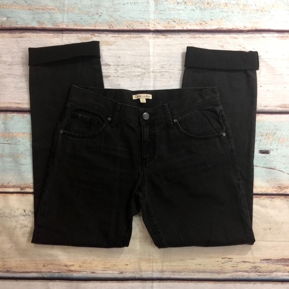 CAbi, 100% Cotton Slightly Distressed Black Denim